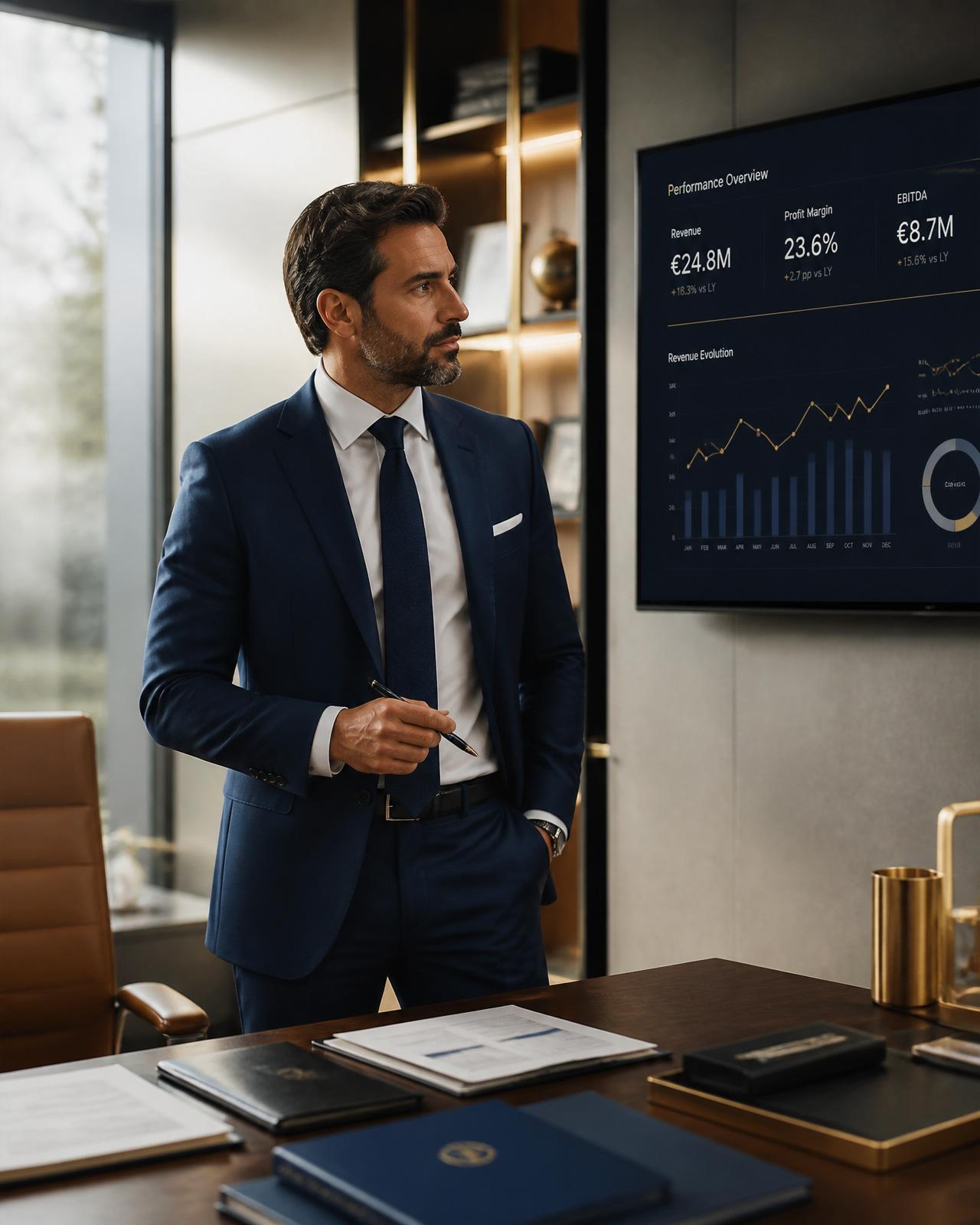 Empresário analisando indicadores de performance